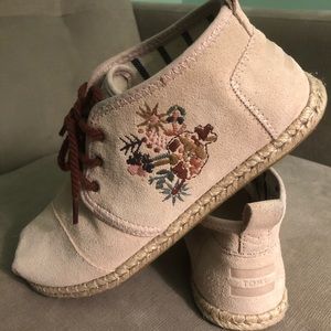 TOMS blush floral espadrille booties